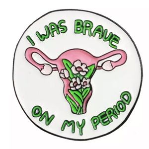 1 LEFT‼️ Brave Period Enamel Pin Funny Feminism Mental Health Metal Uterus Badge